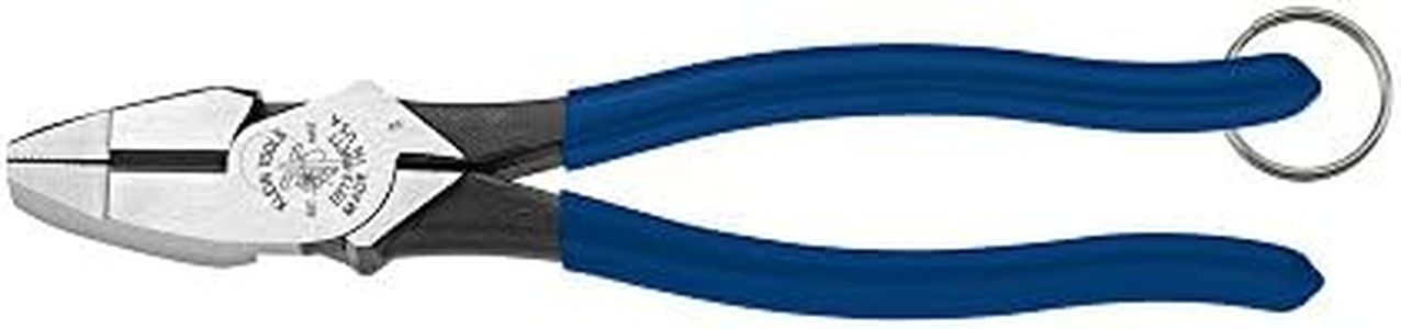 Klein Tools D213-9NETT Pliers, High Leverage Side Cutters with Tether Ring, New England Nose