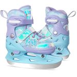 Nattork Adjustable Kids Ice Skates - 4 Size Adjustable Hockey Lace-Up Skates with Warm Plush Lining, Triple Safety Ankle Support, Stainless Steel Blades - Perfect for Boys and Girls Aged 3-12