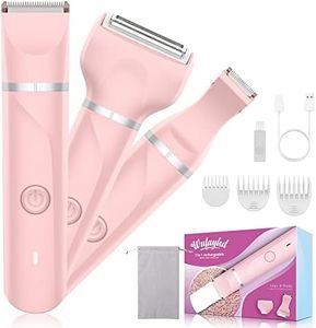 WUFAYHD Electric Razors Shaver for Women, 3 in 1 Bikini Trimmer for Women, IPX7 Waterproof Pubic Hair Trimmer Women Wet & Dry Use, Rechargeable Hair Removal Kit for Face Body Leg Bikini Underarm Arm