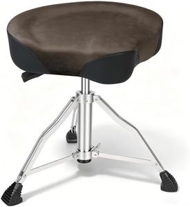 Kmise Drum Throne, Hydraulic Drum Stool, Height Ajustable Drumming Seat, Heavy Duty Velvet Chair, Motorcycle Saddle Throne, Padded for Drummer Adult Men Brown GD01