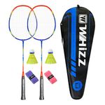 BAIHUALIN WHiZZ Badminton Racket Set 2 Players, Lightweight Badminton Rackets for Leisure Players, Hobby Players + 2 Shuttlecocks + 2 Grip Tapes + 1 Carry Bag (T20 Orange)