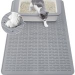 Coomazy Cat Litter Mat Silicone Litter Tray Mat Large Cat Litter Box Mat Waterproof Pet Litter Trapping Mat Non-Slip Washable Tray mat for Cats 70x50cm, Grey