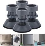 Anti Vibration Foot Pads, Washing Machine Antivibration Feet Pads Shock and Noise Dampening Cancelling Adjustable for Washer and Dryer Machine Support Protects Pedestals Universal 4 PCS (Large) Grey