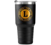 The Man The Myth The Legend Mug with Initials, Monogrammed Stainless Steel Travel Tumbler for Men, Funny Personalized Coffee Cup, Custom Beer Glass, Unique Birthday Christmas Gifts for Him, 30 oz, L