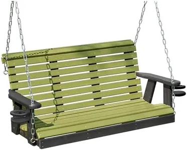Poly Lumber Wood 5FT Cupholders Porch Swing Amish Craftsmandship Made in USA HDPE with No wood fibers 1000 lbs Limit. Stainless Steel hardware.Signature Rollback for Patio Outdoor Backyard Garden Park