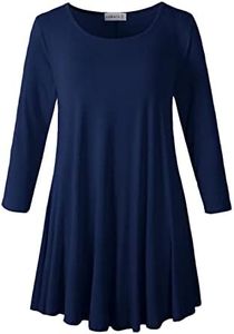 LARACE Women's 3/4 Sleeve Tunic Top Loose Fit Flare T-Shirt 3X A Navy Blue