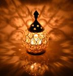 Collectible India Akhand Diya Diyas Decorative Brass Crystal Oil Lamp, Diwali Decoration Item - Lantern Oval Shape Diwali Gifts Home Decor Puja Lamp Tea Light Holder