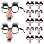 Toddmomy 12 Pairs Disguise Glasses with Mustache for Kids, Disguise Moustache Glasses with Big Nose Cosplay Dress Up Prop
