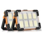 Dancingboar LED Rechargeable Work Light, LED Solar Camping Light with USB Port, Portable Floodlight with 4 Modes, Security Lights Waterproof for Fishing, Repairing, Emergency(2 Pack)