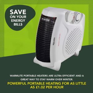 Warmlite Thermo Fan Heater 2000W – Portable Electric, White