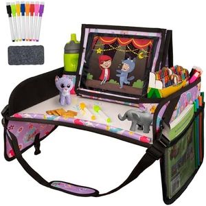 Lusso Gear Kids Travel Tray for Toddler & Kids Car Seat, Lap Tray for Airplane, Kids Travel Desk Essential Accessories, Table Tray for Road Trip Activities (Mermaids)