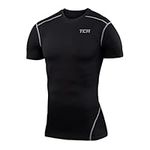 TCA Men's Pro Performance Compression Base Layer Short Sleeve Thermal Top - Black, L