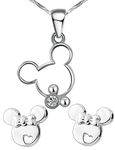 findout sterling silver hollow Mickey Mouse Cute pendant necklace + earrings set .for women girls .(s1480)