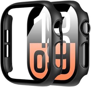 Diruite 2-Pack for Apple Watch Series 10 46mm Screen Protector Case, All-Around HD Tempered Glass Ultra-Thin PC Hard Matte Protective Cover - Black