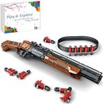 FULHOLPE Gun Building Block, 1006+Pcs Manually Loaded Shooting Blaster Model Kit, Military Double-Barreled Shotgun Weapon Building Kit Compatible with Major Brands