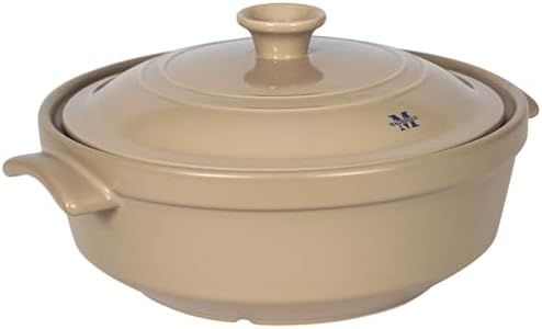 Magnifique 5 Quart Flami Pot with Lid, Natural Clay Pot for Cooking, Non-Toxic PFAS-Free Casserole Dish for Oven & Stovetop, Dutch Oven for Slow Cooking, Baking & Serving, Brown Sugar
