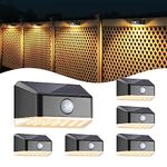 Linkind Solar Fence Lights,27 Led Solar Motion Sensor Lights Outdoor, 6 Pack Waterproof Solar Step Lights,3000k Warm White for Deck,Patio, Fence,Yard,Garden,Garage,Stair,Gate