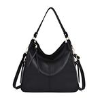 Aileese Hobo Handbags for Women Shoulder Bag Large Crossbody Bags with Tassel Leather Gun Tote Black