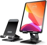 TOPGO Adjustable Cell Phone Stand, [Fully Foldable & Wide Compatibility] Desktop Stand Holder with Charging Port for iPhone, iPad, Kindle, Tablets, Switch - Black