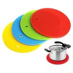 THE SR BRAND Sr 4 Pcs Multi-Purpose Silicone Trivet Mats Round Pot Holder Hot Pot Mats Hot Pad Jar Opener Spoon Rest Heat Resistant Non-Slip Durable Flexible Dishwasher Safe For Home Use