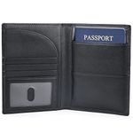 Polare Napa Leather Passport Holder RFID Blocking Travel Bifold Wallet Passport Holders 2 Passports (Black)