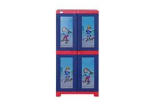 Supreme Furniture Fusion Kidz Senior Waterproof with 2 Doors & 3 Shelves Cupboard/Cabinet Living Room and Kids(Medium Size, Coke Red/Blue)(Assembly:- Do It Yourself)