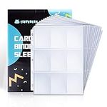 CLOVERCAT Trading Card Sleeve Pages, 40 Pack Trading Card Storage Album Pages Fit 3 Ring Binder Holds 720 Cards Compatible for Gaming Cards (Transparent, 9 Pocket)