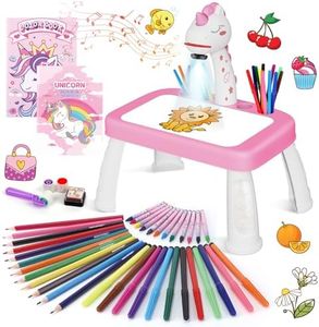 Unicornios Para Niñas Proyector Dibujos Para Niños con 72 Motivos Regalo Niña 3 4 5 6 Años Juguetes Niños Juguetes Juegos con Lápices de Colores,Álbum de Recortes,Libro de Pegatinas,Pegatinas,Sello