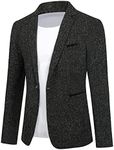 Allthemen Mens Casual 1 Button Blazer Slim Fit Blazer Jacket Lightweight Suit Jackets Black L