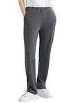 Weintee Women's Petite Knit Pants with Pockets L Charcoal