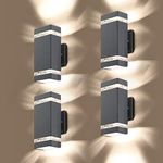 LMP 4 Pack LED Square Up and Down Lights Outdoor Wall Light,Body in Aluminum Waterproof Outdoor Wall Lamps,3000K 5W with Certificate ETL…