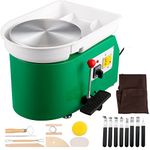 VEVOR Pottery Wheel 28cm Pottery Forming Machine 350W Electric Pottery Wheel with Adjustable Feet Lever Pedal DIY Clay Tool with Tray for Ceramic Work Clay Art DIY Clay Green, 18 Piece