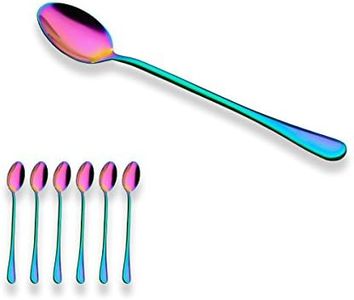 Berglander Titanium Colorful Plated, Multicolor Long Handle Latte Spoon 18/0 Stainless Steel Ice Cream Spoon, Latte Spoon, Cocktail Stirring Spoons, Rainbow Color Soda Spoon, Pack of 6