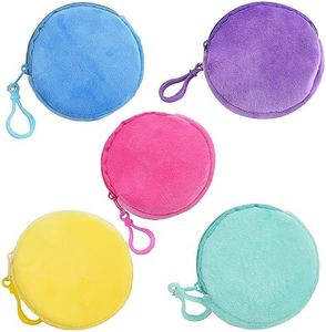 SURALIN Mini Monedero para niños de 5 Piezas, Monedero Redondo de Felpa de Color Caramelo, Monedero pequeño, Monedero con Cremallera
