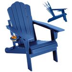 SOINMTY Adjustable Adirondack Chair, Folding Adirondack Chair with Cup Holder, Outdoor Fire Pit Chairs, Lawn Chair, Weather Resistant for Porch, Patio, Poolside, Deck.（Navy）