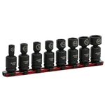 ARES 25159-8-Piece SAE Pinless Universal Swivel Impact Socket Set – 3/8-Inch Drive Swivel Impact Sockets Access Hard to Reach Fasteners – Pinless Design Allows for Smooth Full 360 Degree Action