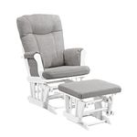 Angel Line Monterey Glider & Ottoman, White with Gray Cushion