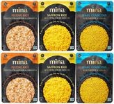 Mina Saffron Rice, Festive Rice, Pearl Couscous, Variety Pack of 6, Ready to Eat, Microwavable, Couscous Pearls, Side Dishes, Vegan Protein, Non-GMO, Kosher