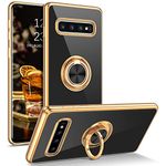 DUEDUE Samsung Galaxy S10 Plus Case, Samsung S10 Plus Silicone Case, Slim TPU Bumper Plating Shockproof Anti-Scratch Protective Man Anti Slip Luxury Electroplated Case for Samsung S10 Plus 6.4", Black