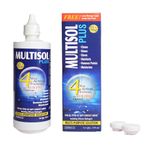 MULTISOL Plus Multipurpose Contact Lens Solution, 350ml, with FREE Lens Case, Large Size for Daily Use, Gentle Cleaning and Moisturizing for Sensitive Eyes, Reliable Lens Hygiene for Clear Vision