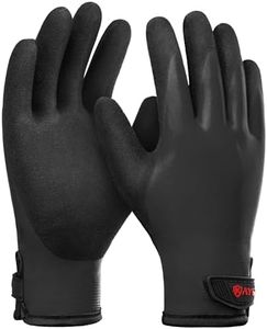 KAYGO Winter Waterproof Thermal Work Gloves for Men and Women, KG145 Full Hand Latex Coated, Acrylic Insulated Liner for Freezer Cold Weather, Fine Crinkle Grip,Black,XL