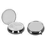 kwmobile 3 Compartment Pill Box - Set of 2X Stainless Steel Travel Box Organizer for Tablets and Prescriptions - Black