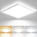 zemty 24W 2400LM 29CM LED Ceiling Light, 3000K/4000K/6500K Bathroom Lights IP44 Waterproof, Square Flush Ultra Thin Ceiling Lighting for Kitchen Bedroom Toilet Hallway Office