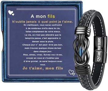 YADOCA Bracelet pour Mon Fils, Bracelet en Cuir pour Fils, Cadeau d'anniversaire, Bracelet pour Fils de Maman Papa, Cadeau pour Garçons Adolescents