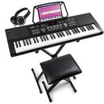 MAX KB15 61-Key Electric Keyboard for Beginners - Complete Music Keyboard Package with Stand & Stool, Ideal Electronic Keyboard for Kids, Children's Keyboard with 6-Month Lessons