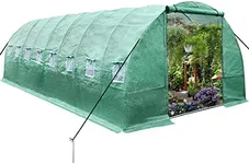 YITAHOME Heavy Duty 26x10x7ft Greenhouses Large Outdoor Walk in Greenhouse Tunnel Green House Portable Plant Gardening Upgraded Galvanized Steel Frame Ropes Zipper Doors 9 Crossbars Garden