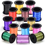 Curling Ribbon (Bulk 15 Mini Rolls) - Assorted Colors Small Curly Ribbon for Gift Wrapping - 2x2 inches Role, for Thin Craft Balloon String Ribbon Bulk, Florists, Flowers - 60 Ft Each