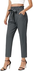 GRACE KARIN Dress Pants for Women Stretch Pull-on Pants Comfort Office Ponte Pants Gray-Black M