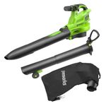 Greenworks 48V(24V x 2) Cordless Leaf Blower and Vacuum GenII with 45L Mulching Bag, 386km/h,14.73m³/min, without Batteries & Charger, 3 Year Guarantee BL48L01-01