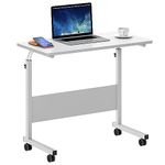 SogesHome Adjustable Mobile Bed Table Portable Laptop Computer Stand, 23.6 inches and 31.4 inches (White, 31.4 inch)